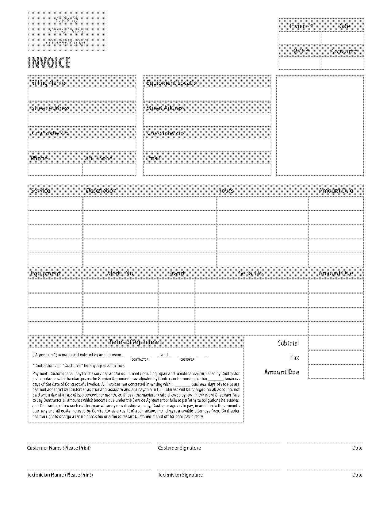 free hvac invoice template