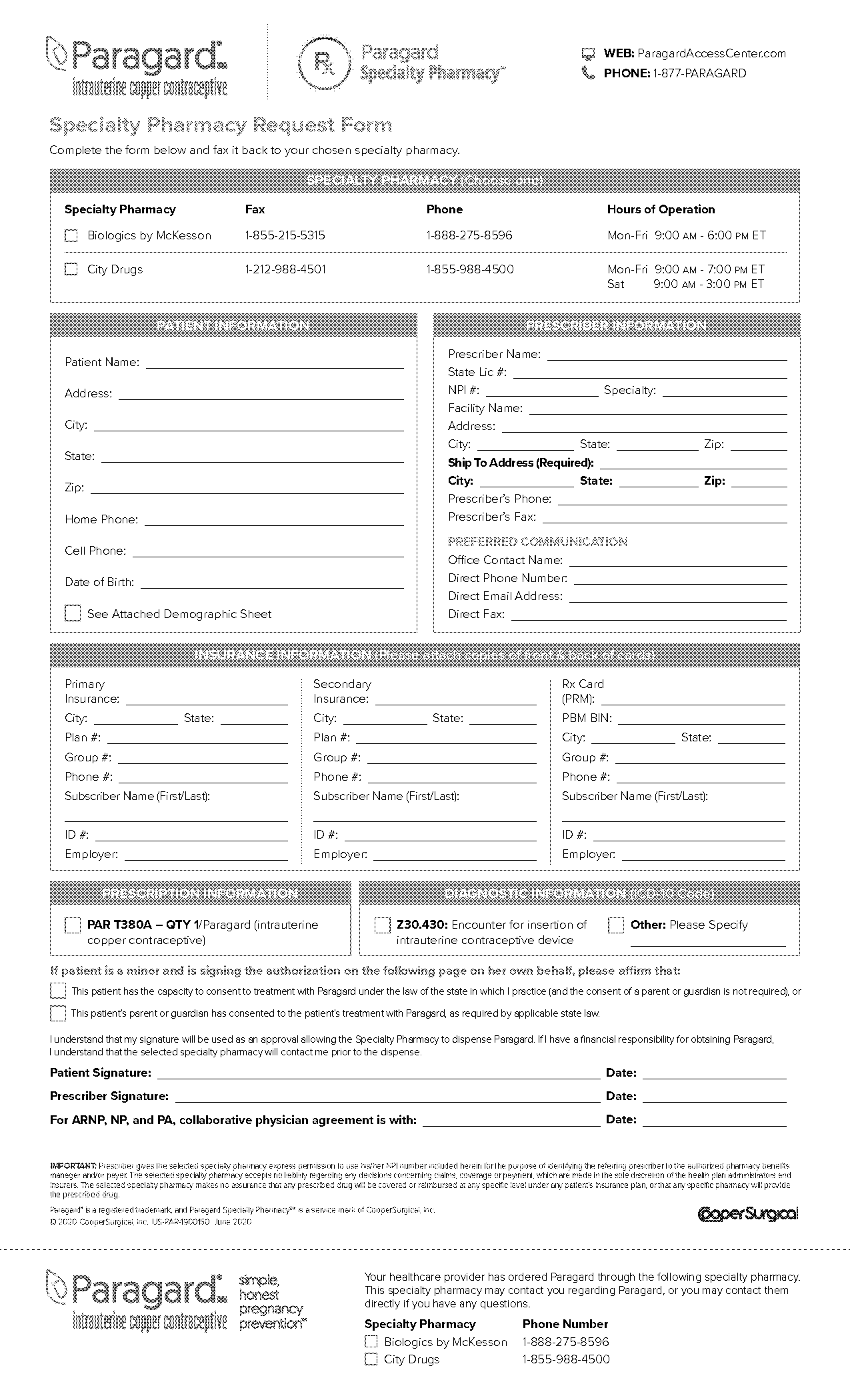 blank order request form