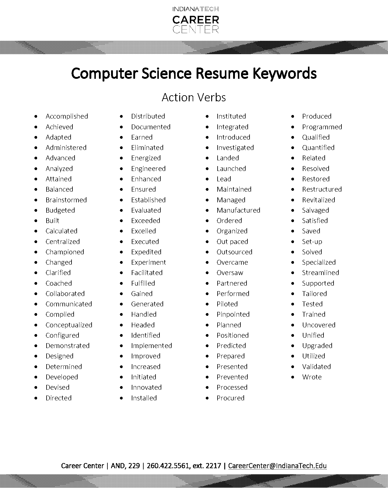 computer scienct resume skills