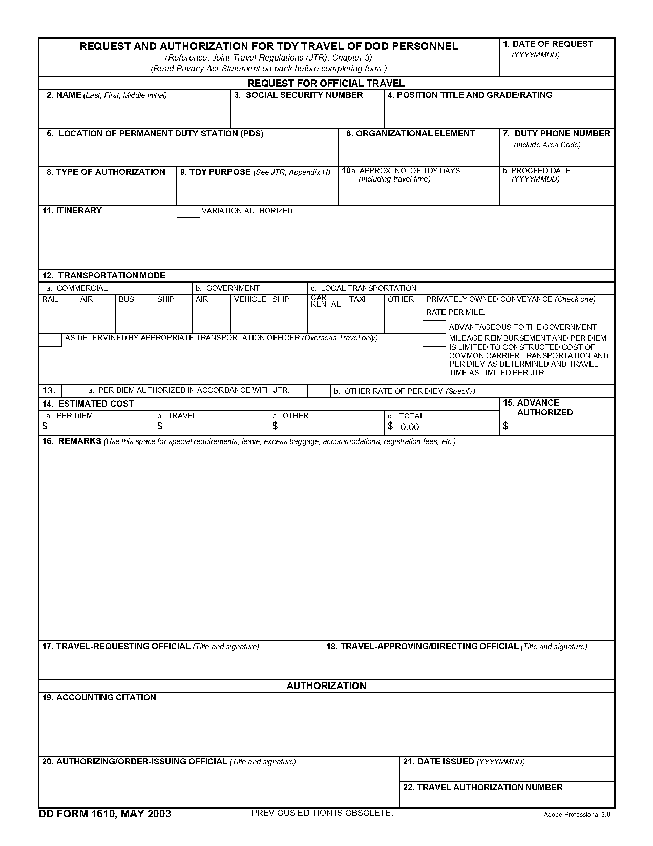 template for travel request form