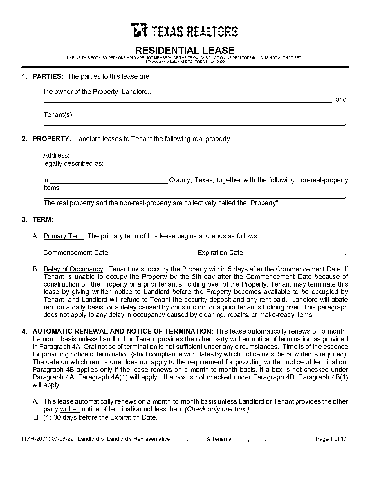 texas lease agreement template