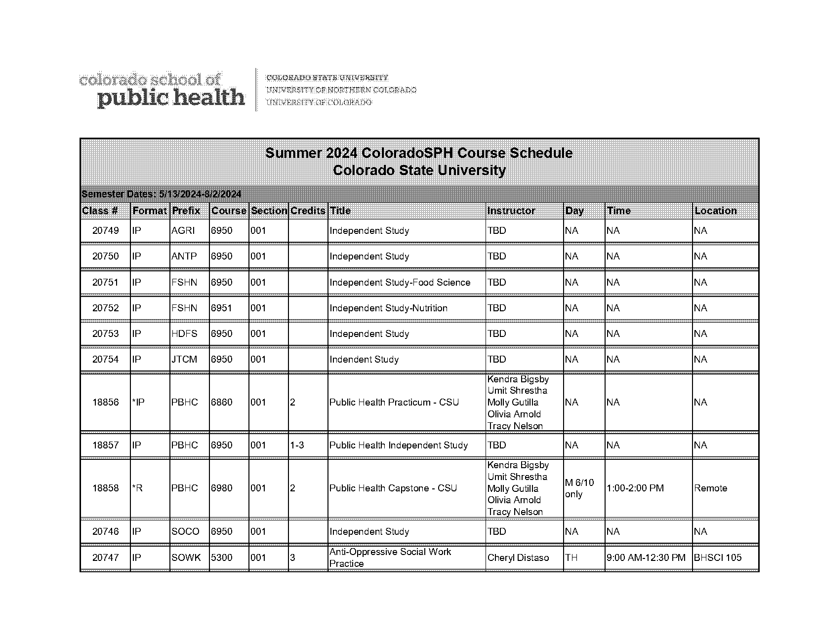 csu summer course schedule