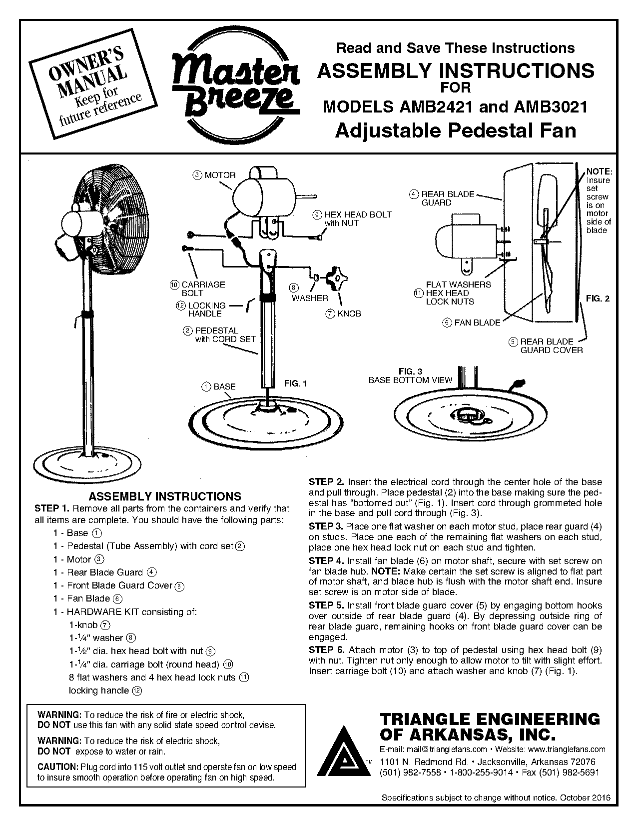 pedestal fan assembly instructions