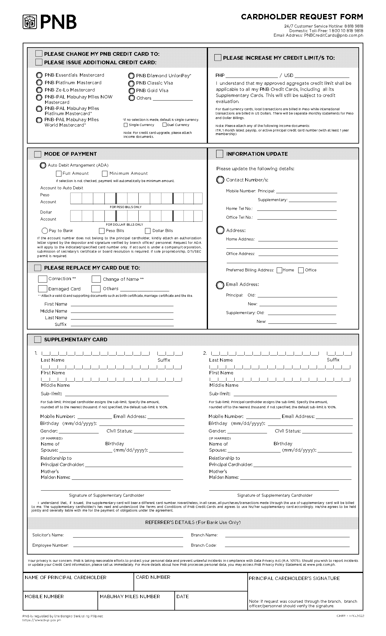 pnb address change documents