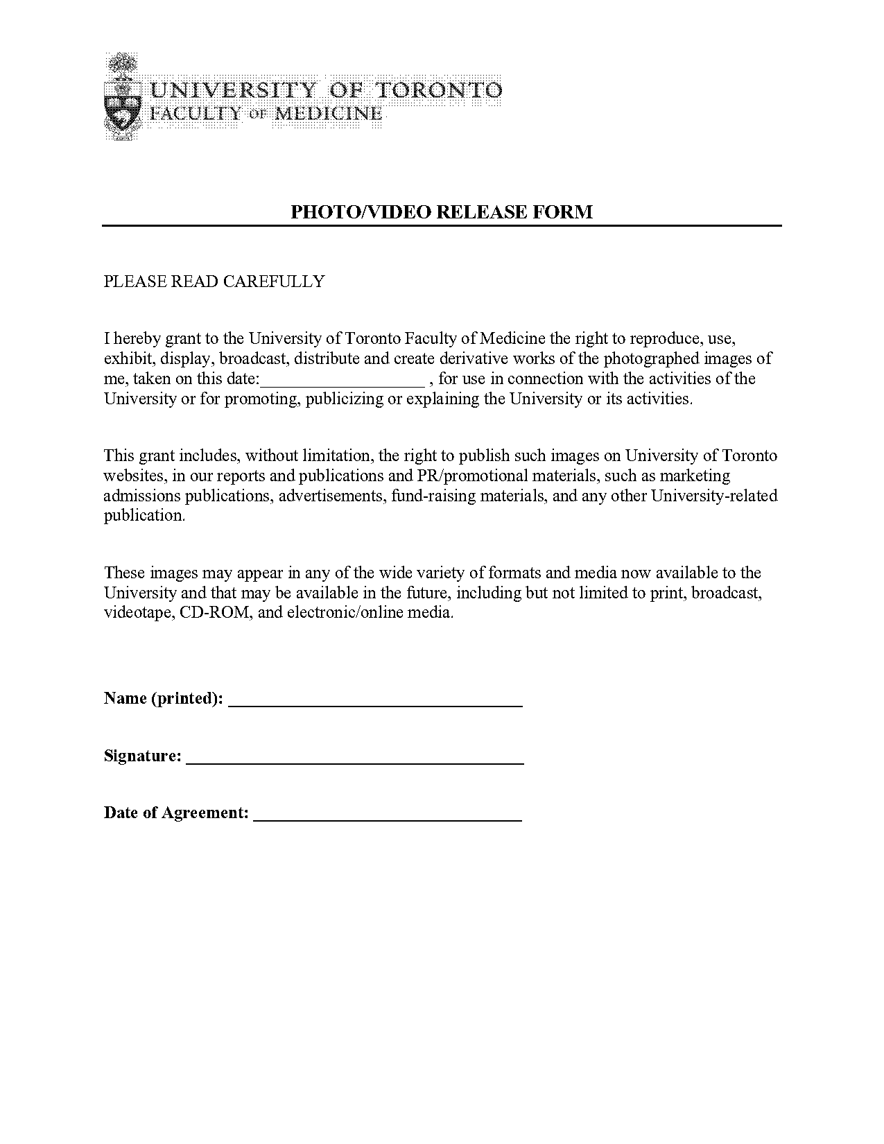 sample photo and video release form