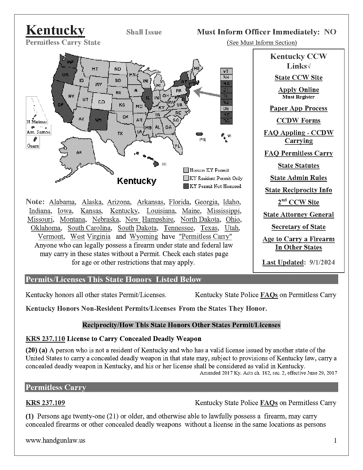 kentucky peace officer licence reciprocity