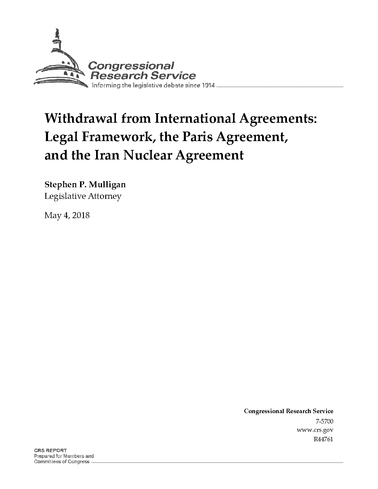 why was the paris agreement not a treaty