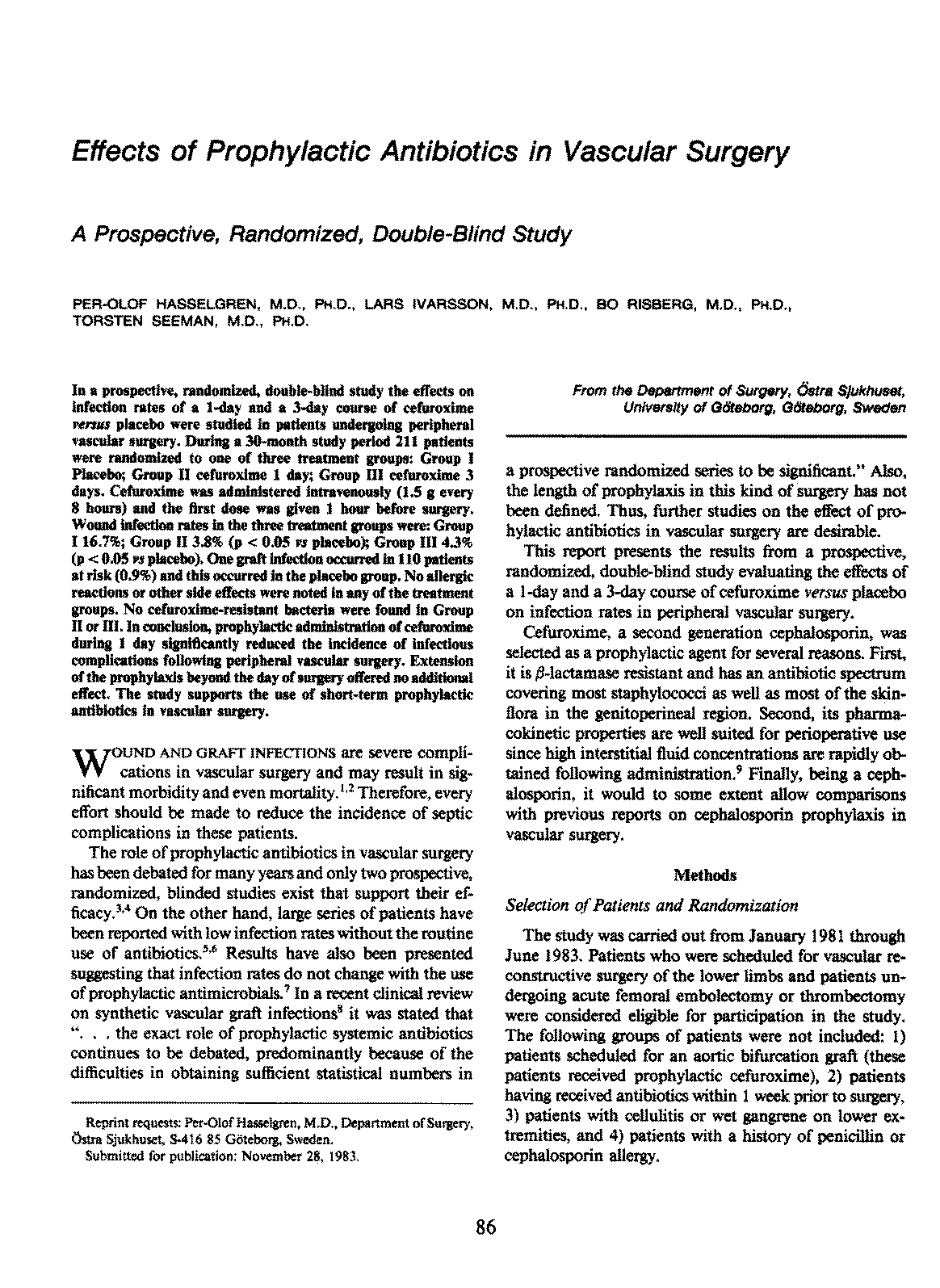 research article on antibiotic therapy prior to surgery