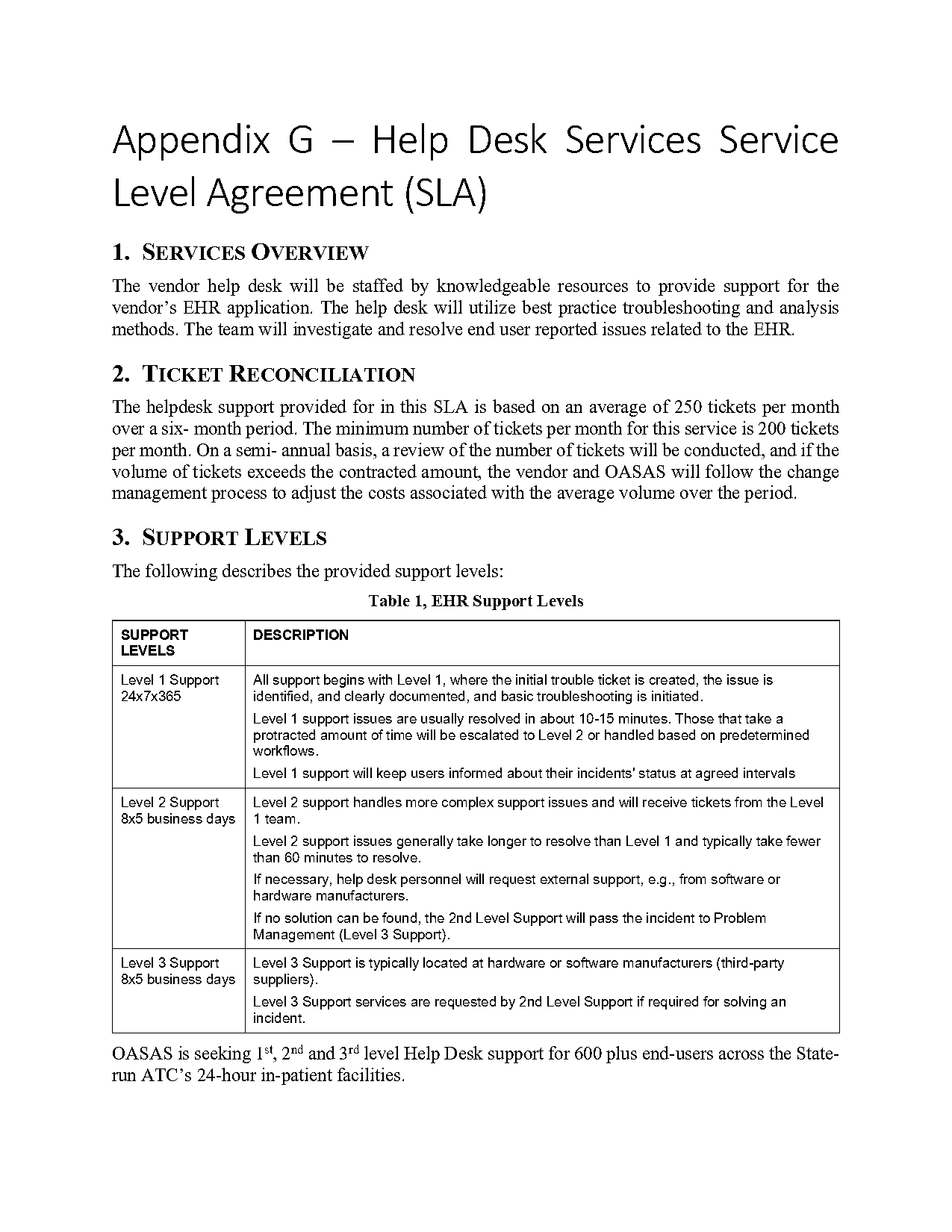 it help desk service level agreement template