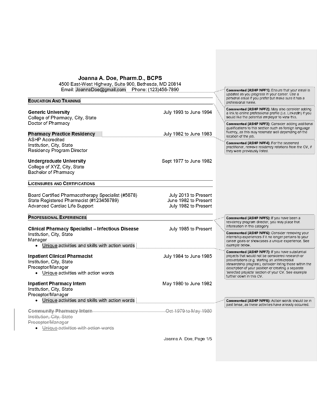 clinical pharmacist resume example