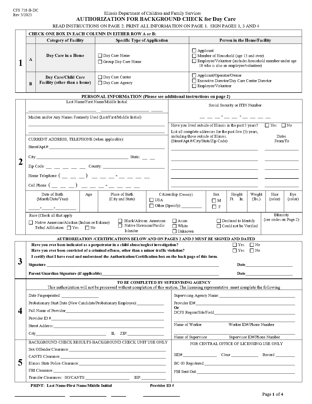 dcfs fingerprint authorization form