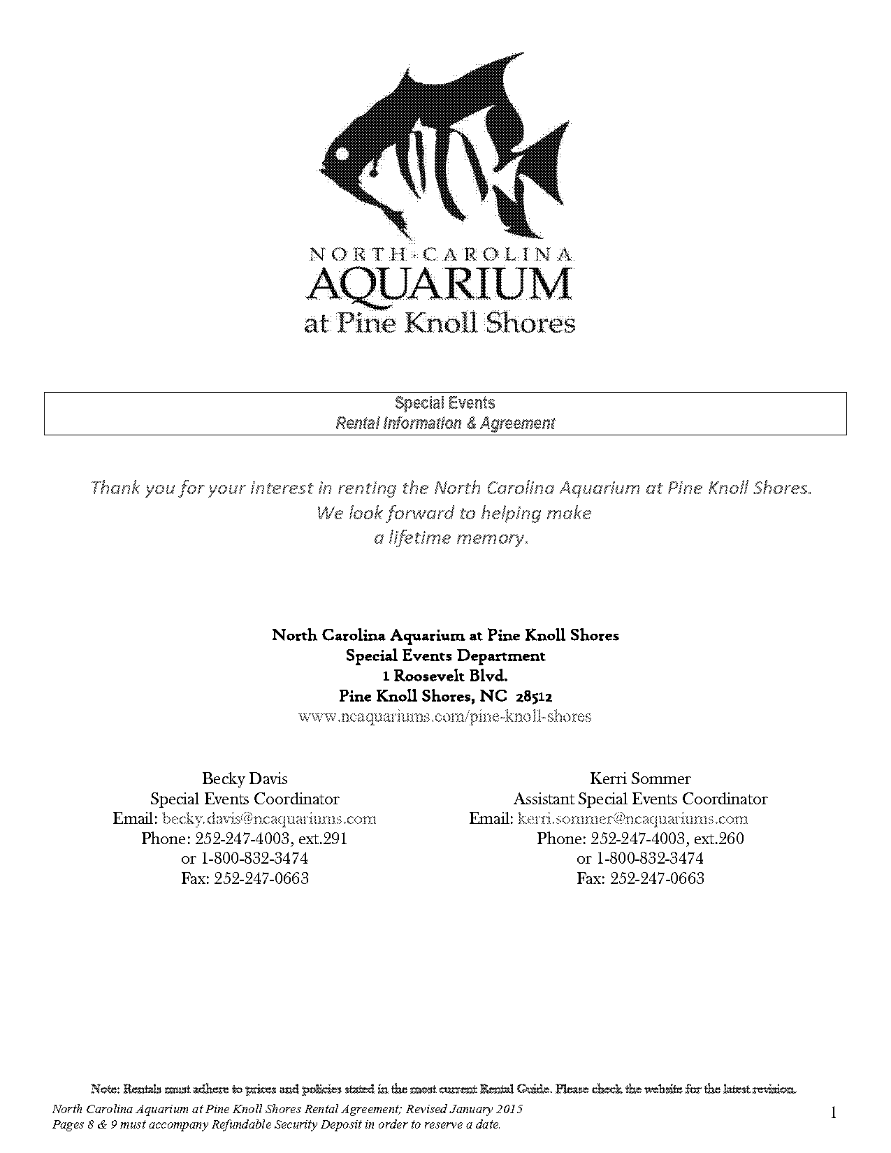 north carolina aquarium donation request