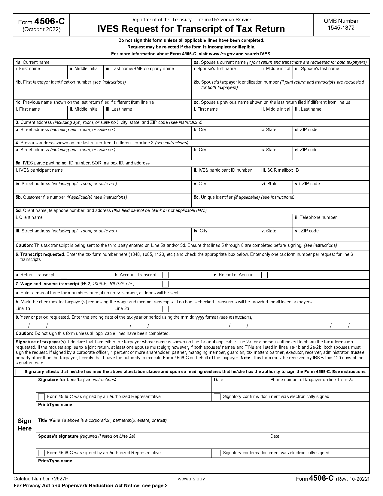 example of irs tax return transcript