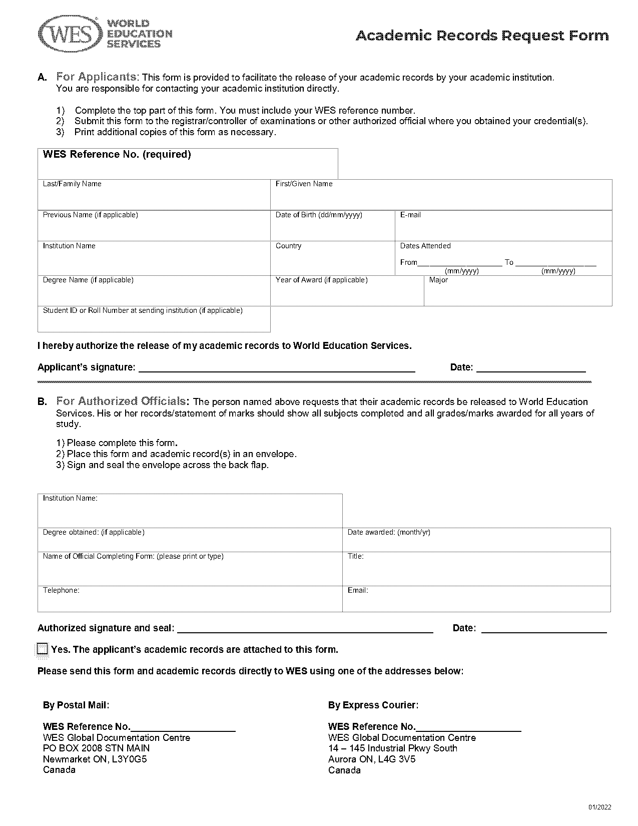 wes canada evaluation process