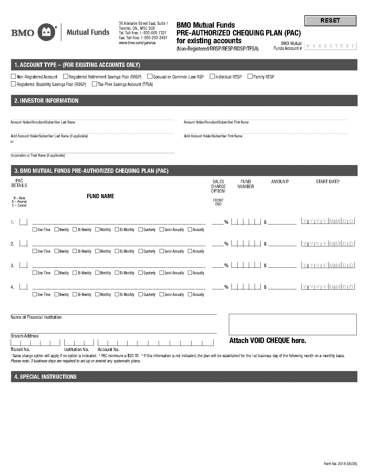 pre authorized cheque form