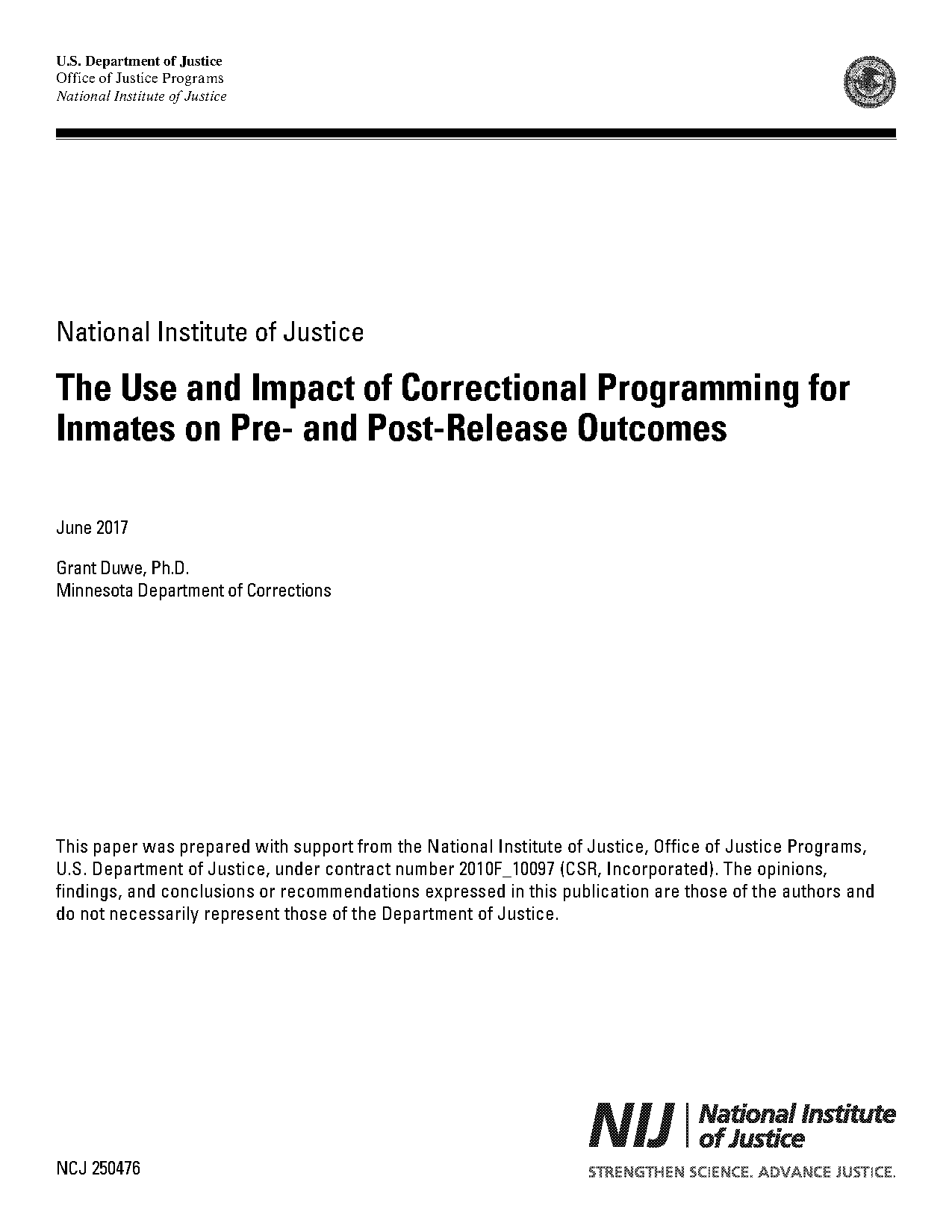 minnesota state policy that affects recidivism rates