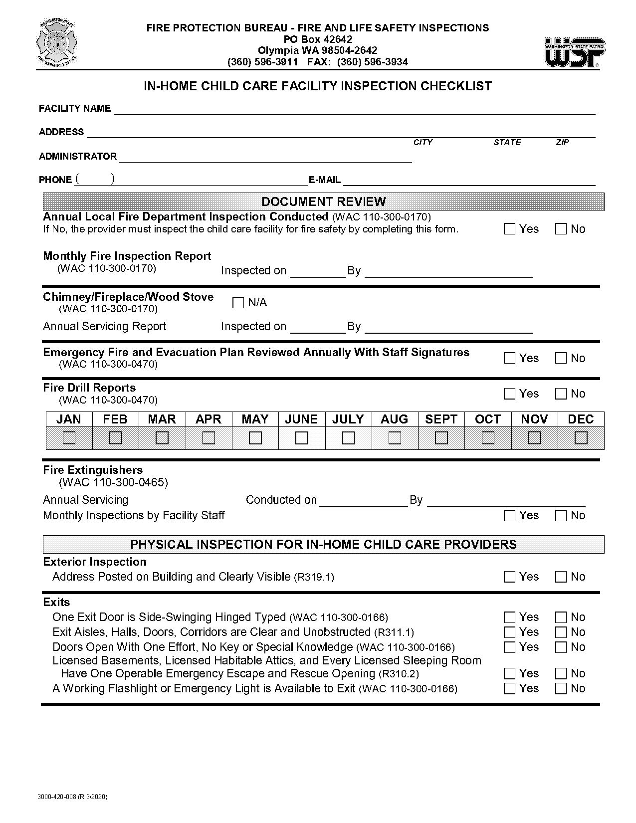 fireplace check off list form pdf