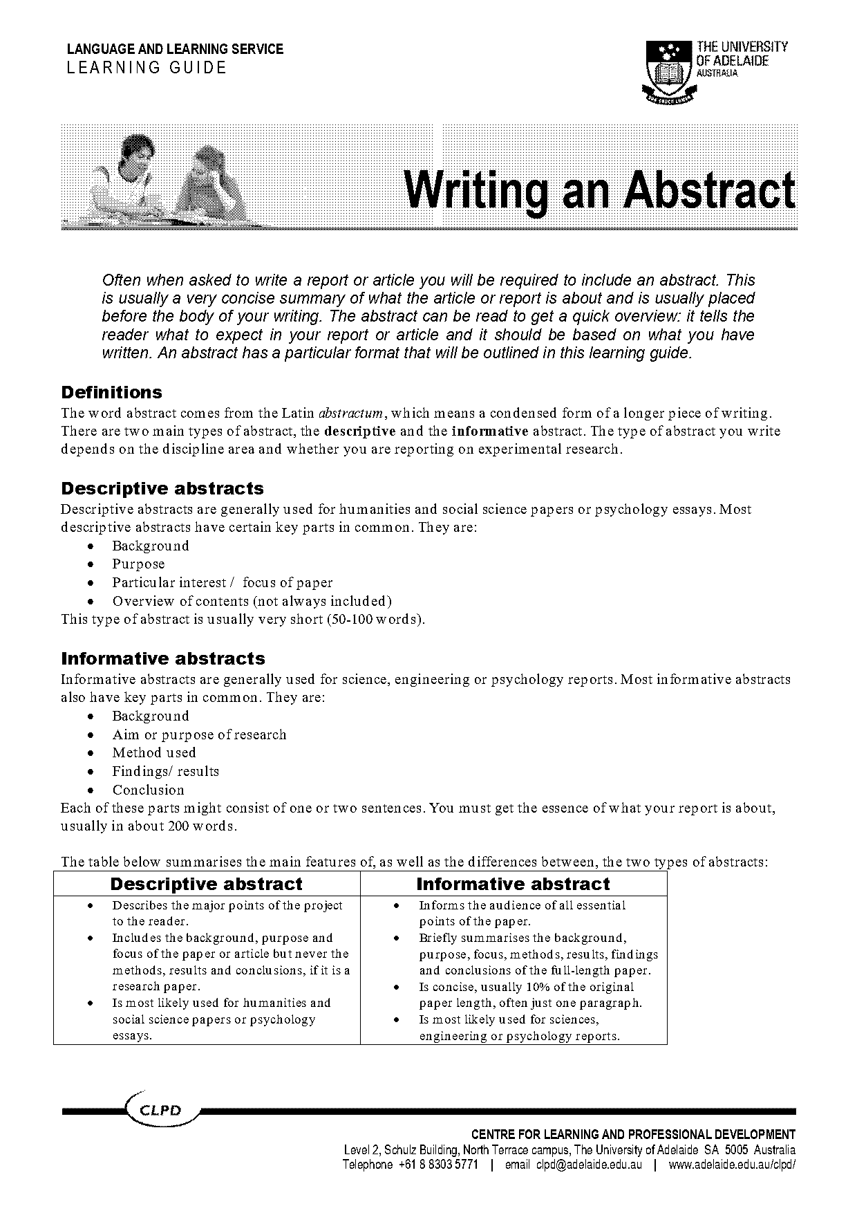 how to write abstract for report