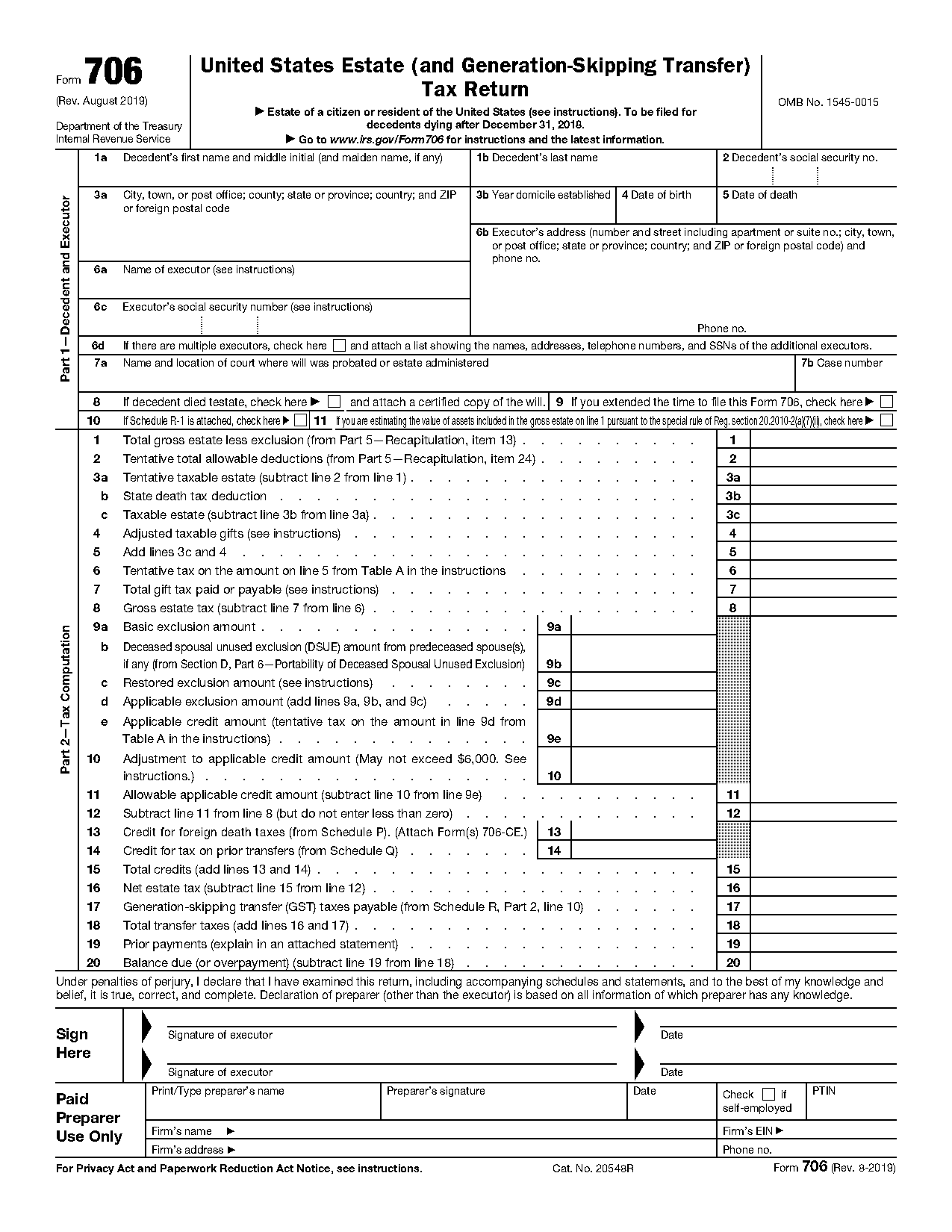 inheritance tax waiver form irs