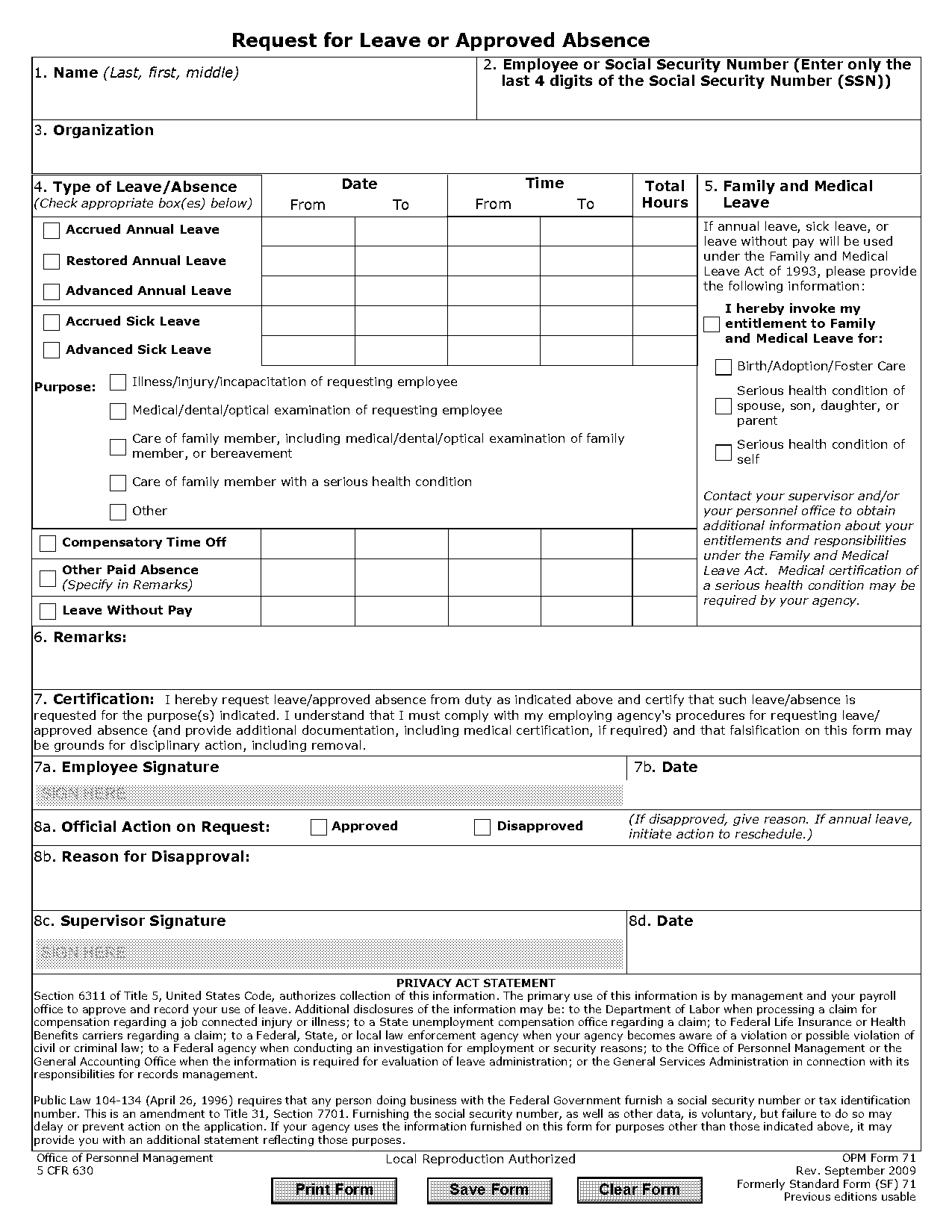 leave form template doc