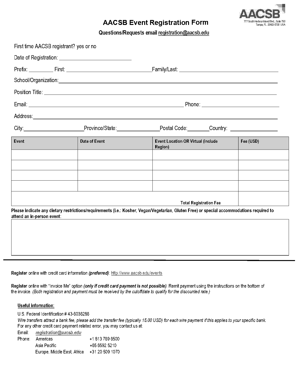 free event registration forms