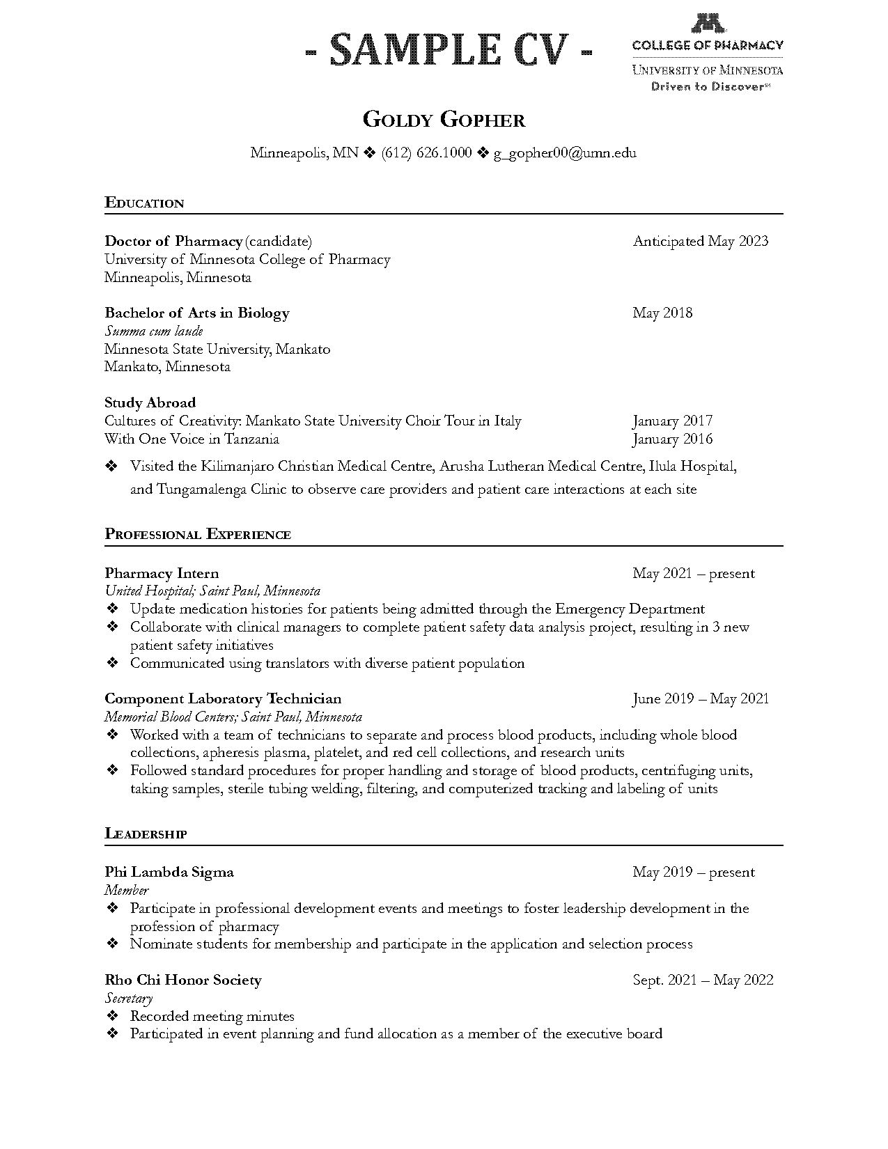 clinical pharmacist resume example