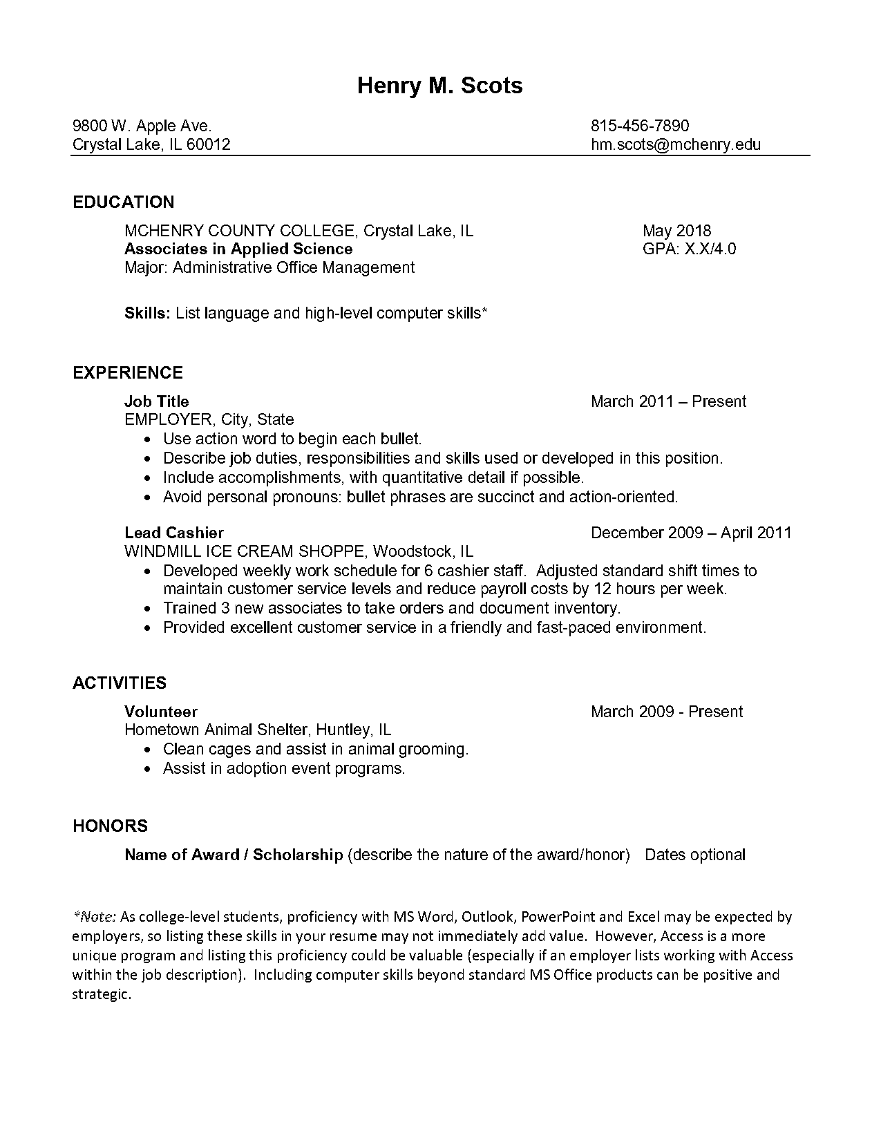 cashier skills in resume