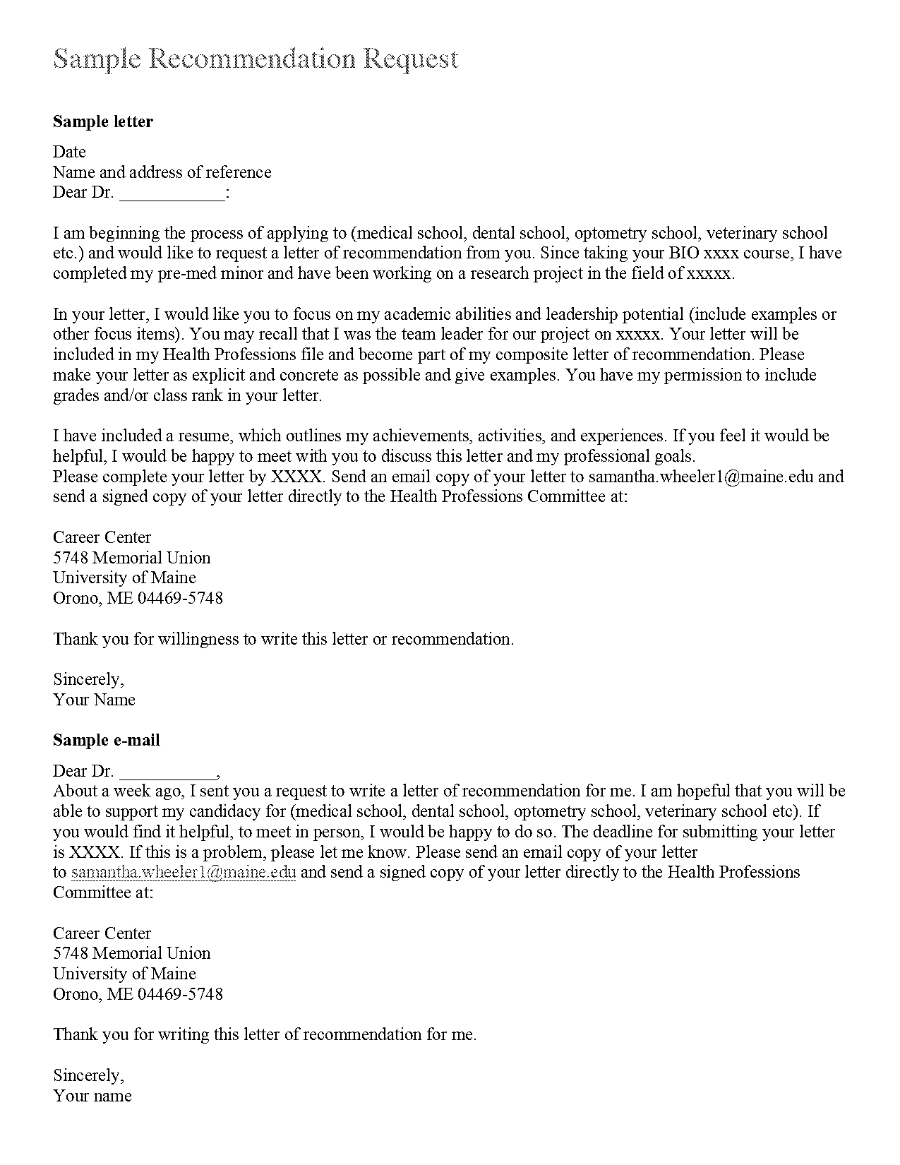 sample email asking professor letter recommendation