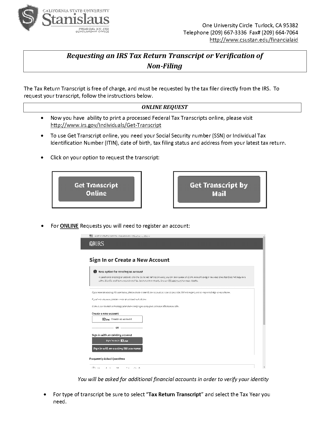 irs transcript for non filing