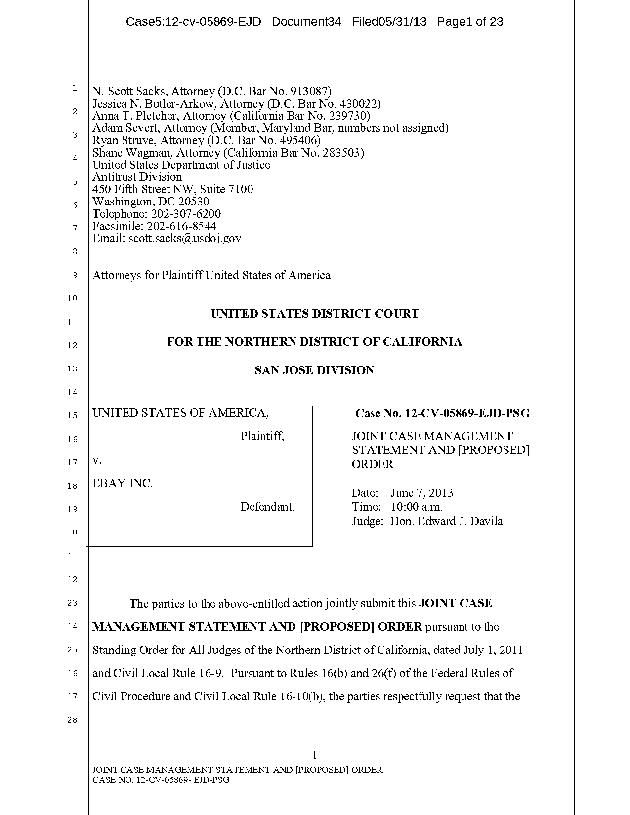 california court case management statement