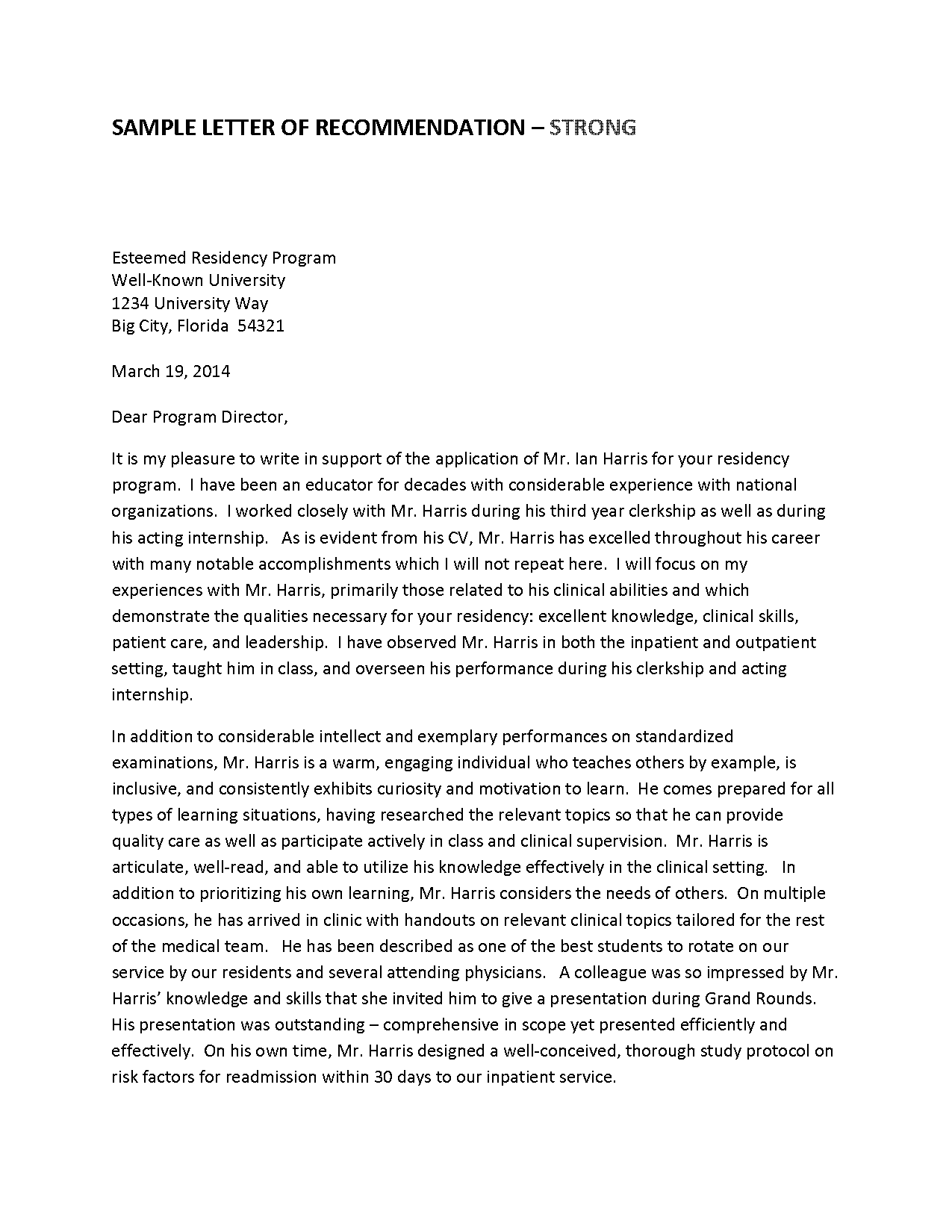 letter of recommendation for masters sample