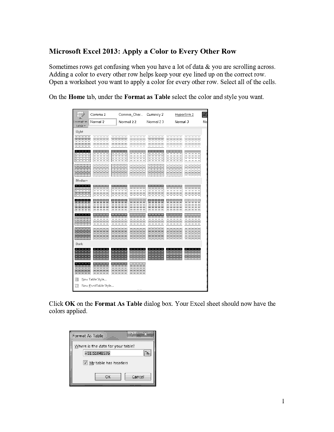 table styling every other row color