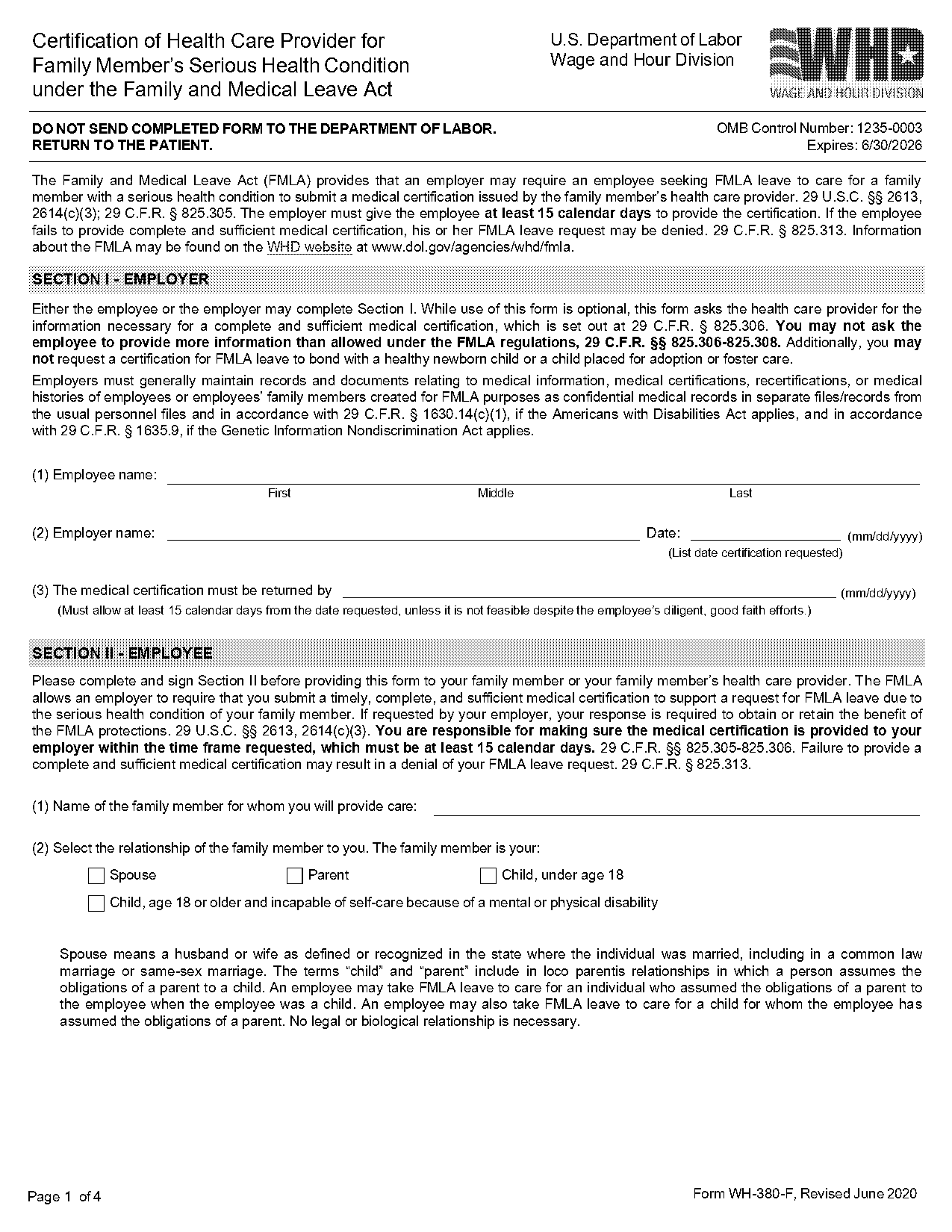 declaration of conditions of employment fillable form