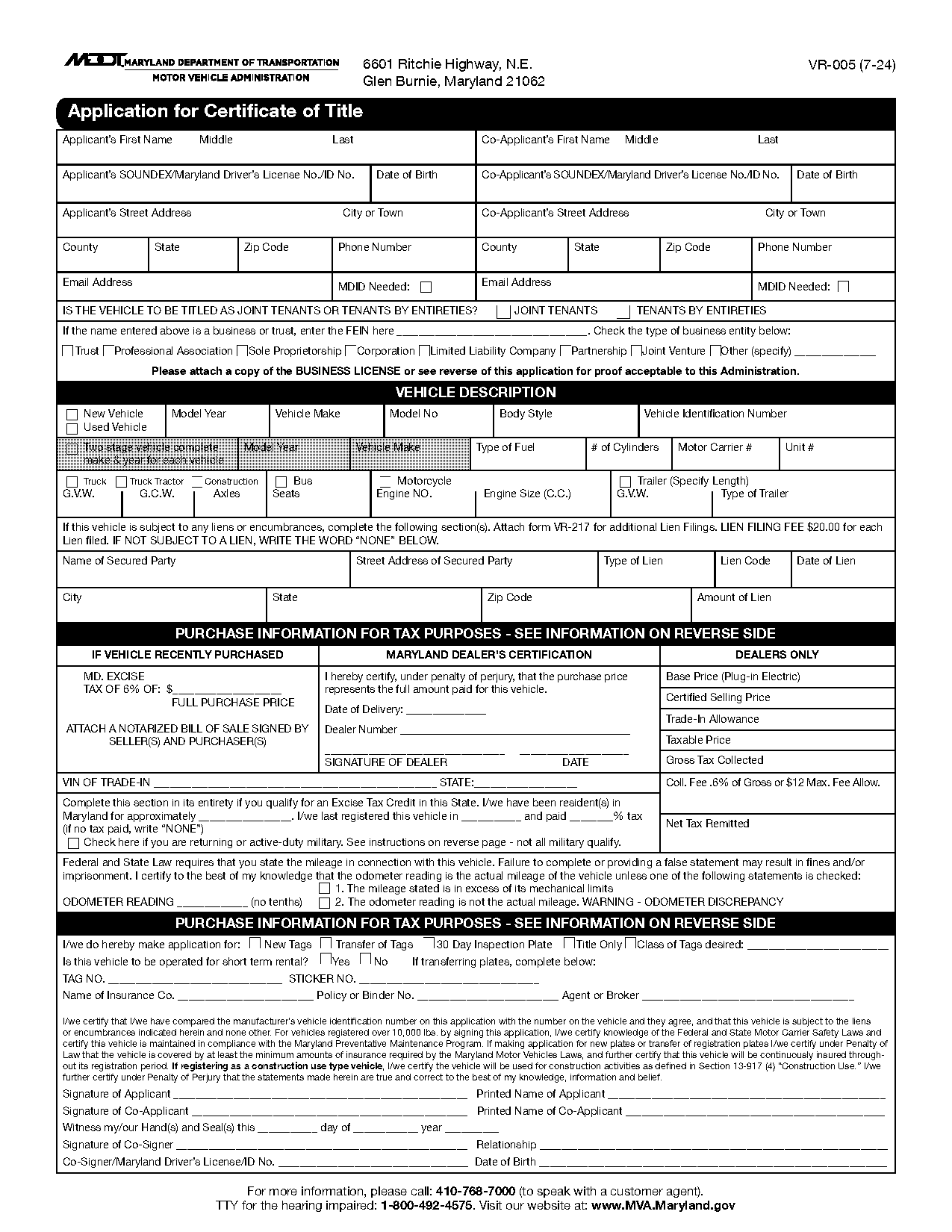 transfer of certificate of title with lien