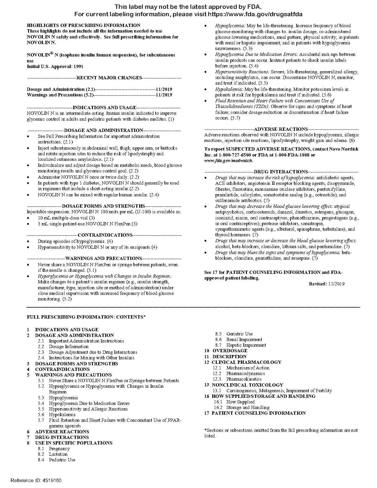 recommended times and dose novolin nph