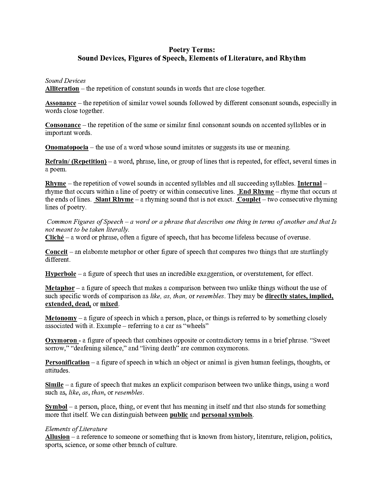 different figures of speech meaning and examples