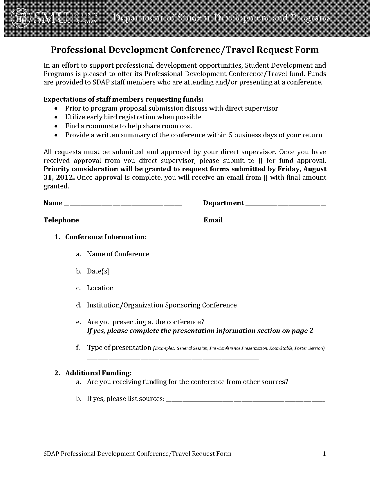 template for travel request form