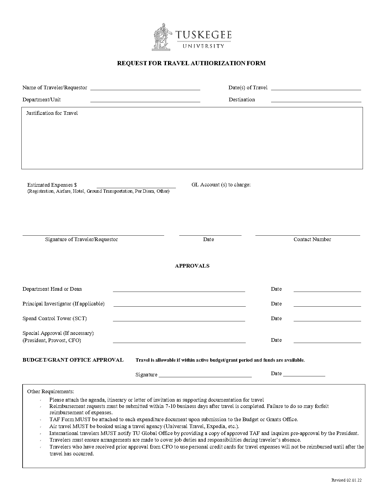 template for travel request form