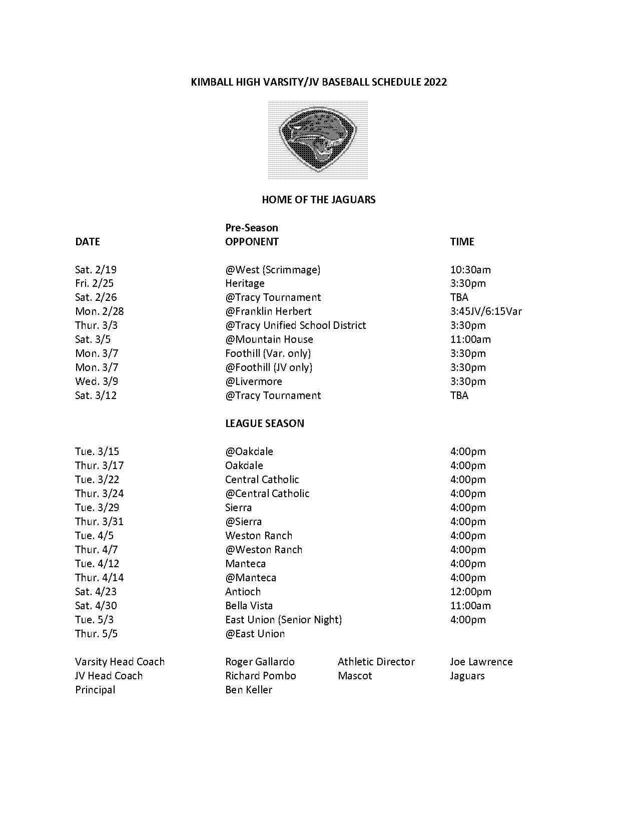 bella vista baseball schedule