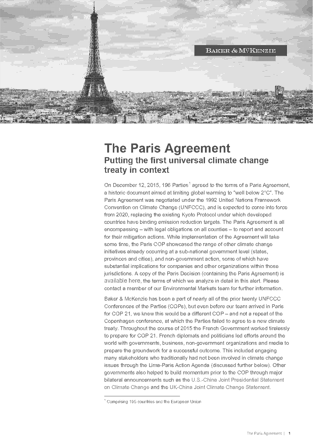 why was the paris agreement not a treaty