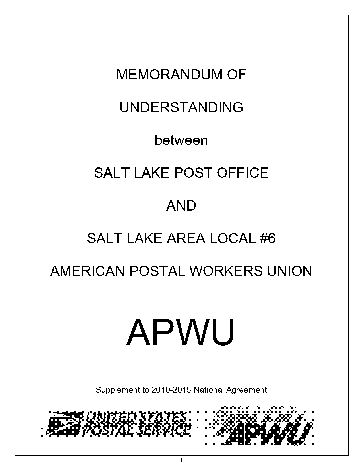 apwu local memorandum of understanding holidays