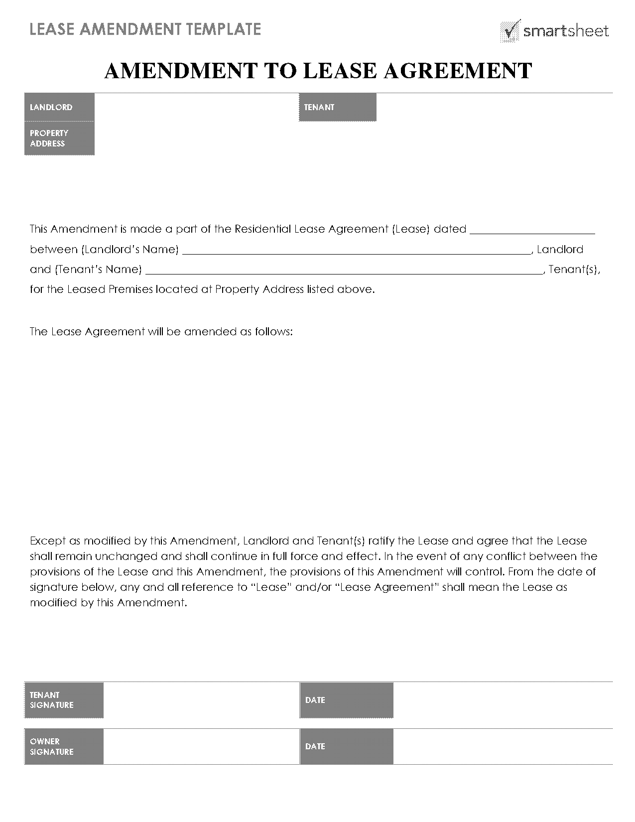 amendment to contract letter template