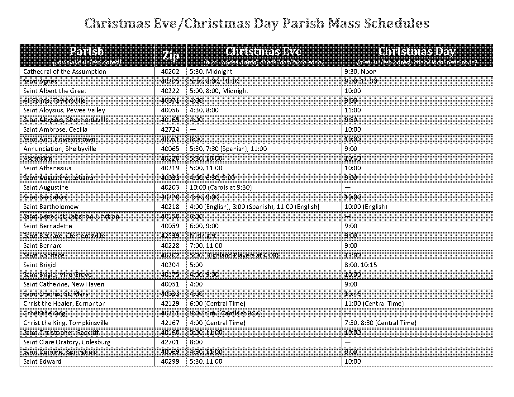 catholic mass schedules in my area