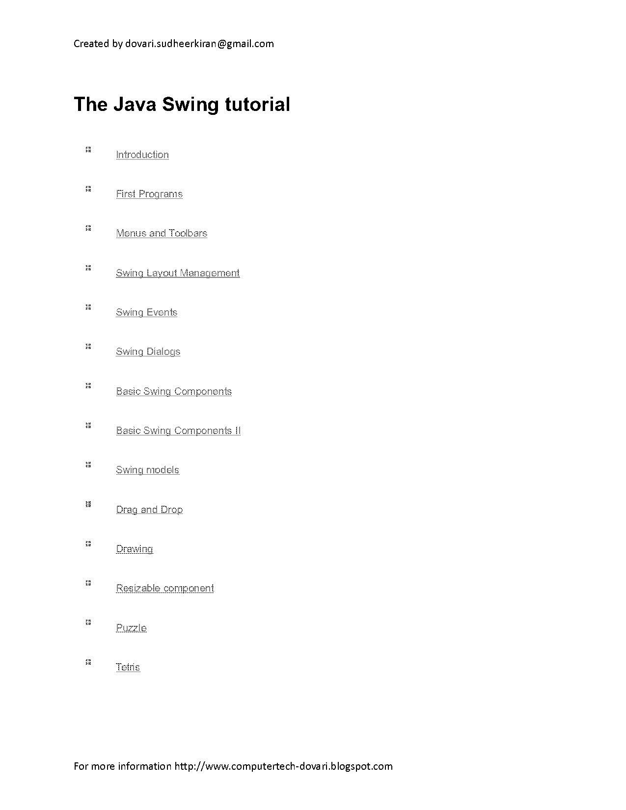 java swing components list pdf