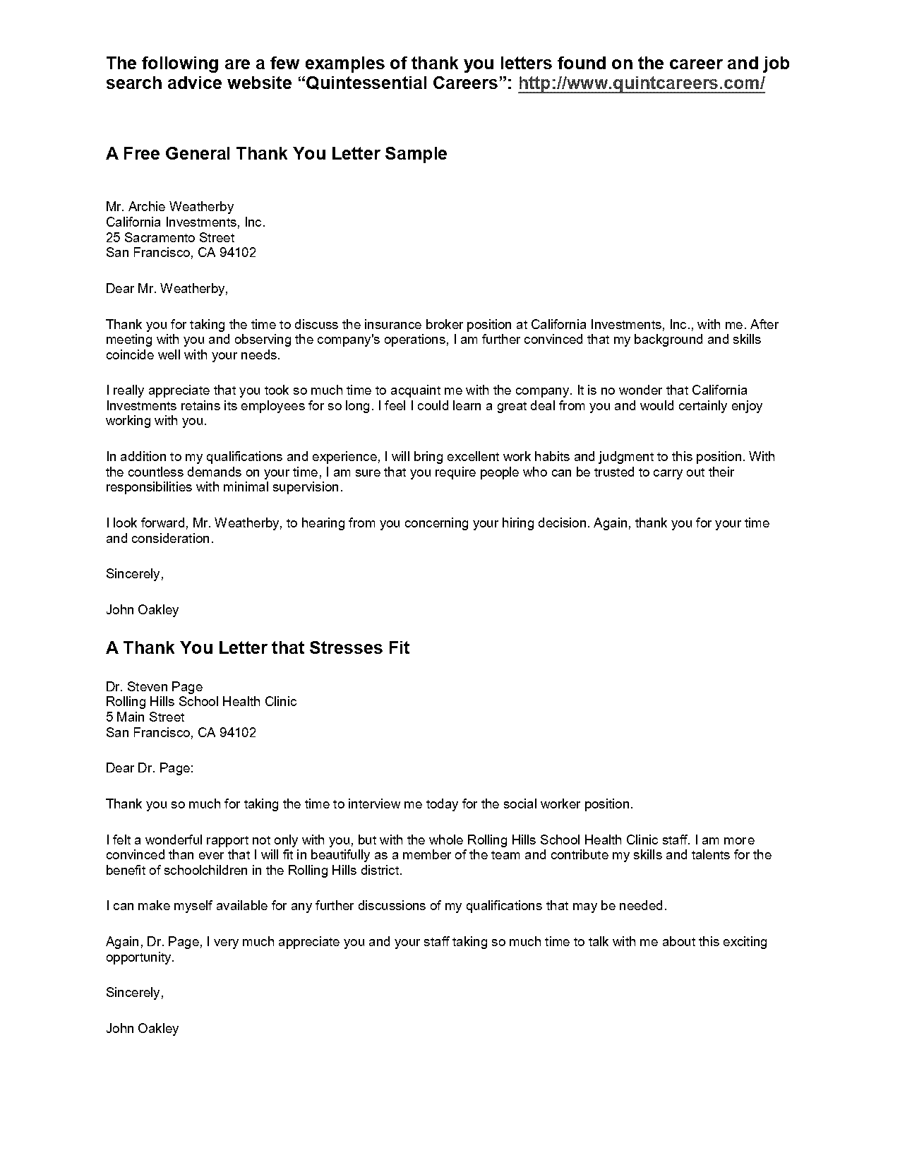 general business letter sample