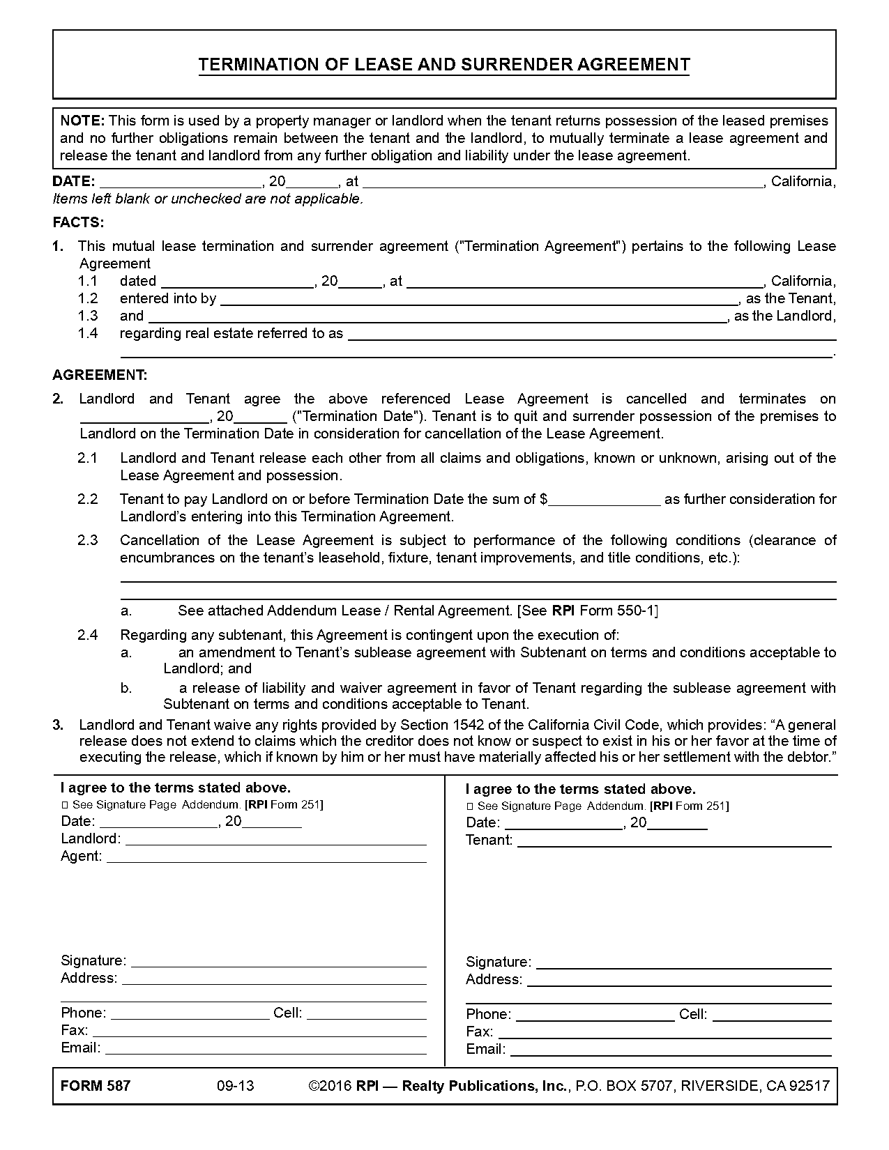 rental release form template