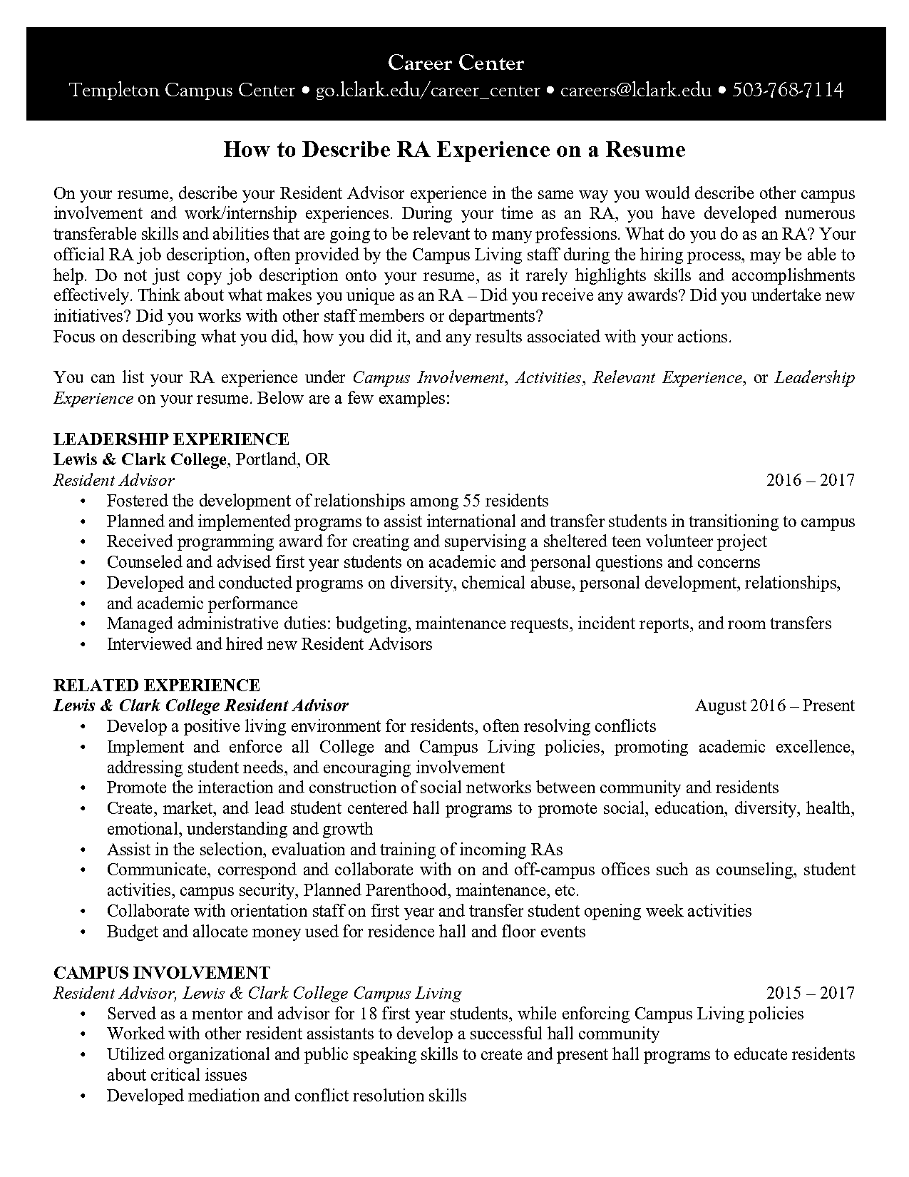 what makes you unique resume examples