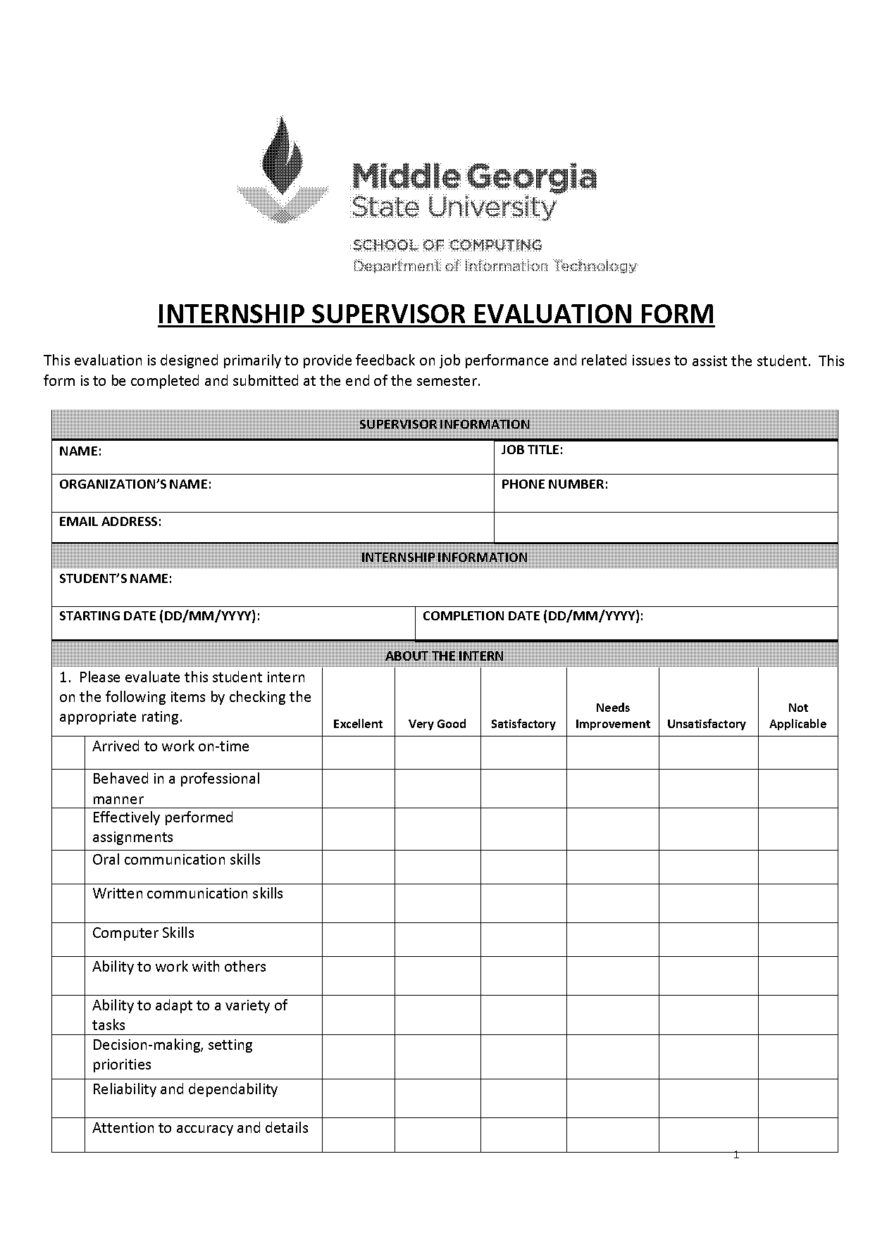 free manager evaluation forms