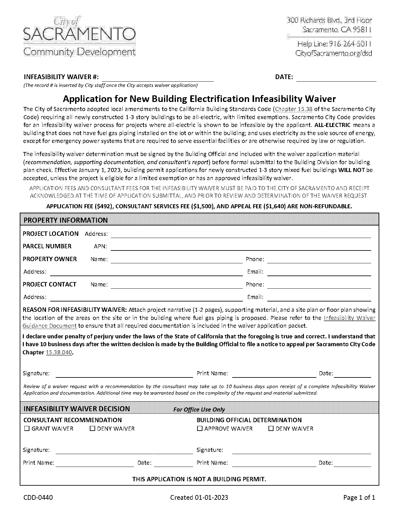 city of sacramento building application fee