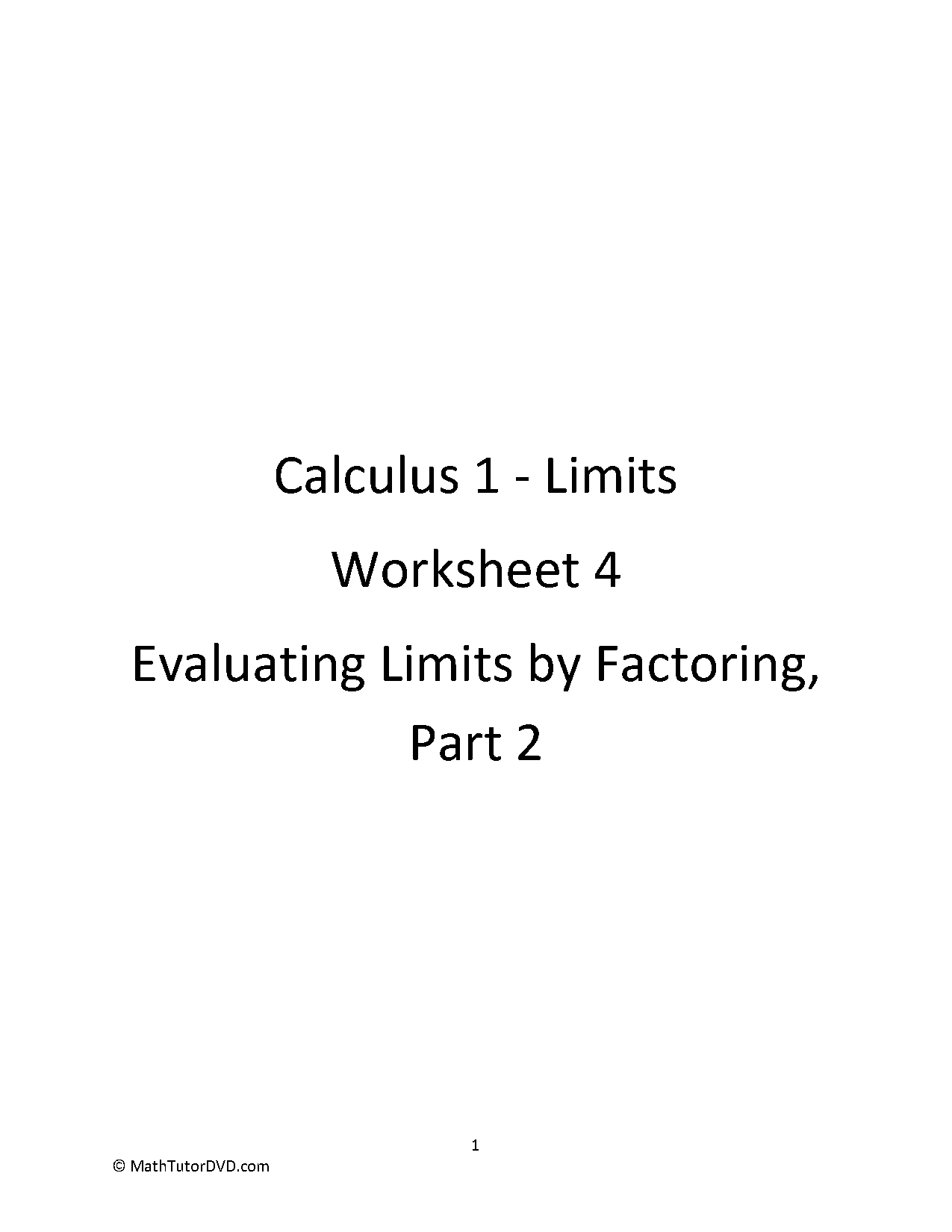 solving limits algebraically caculus worksheet